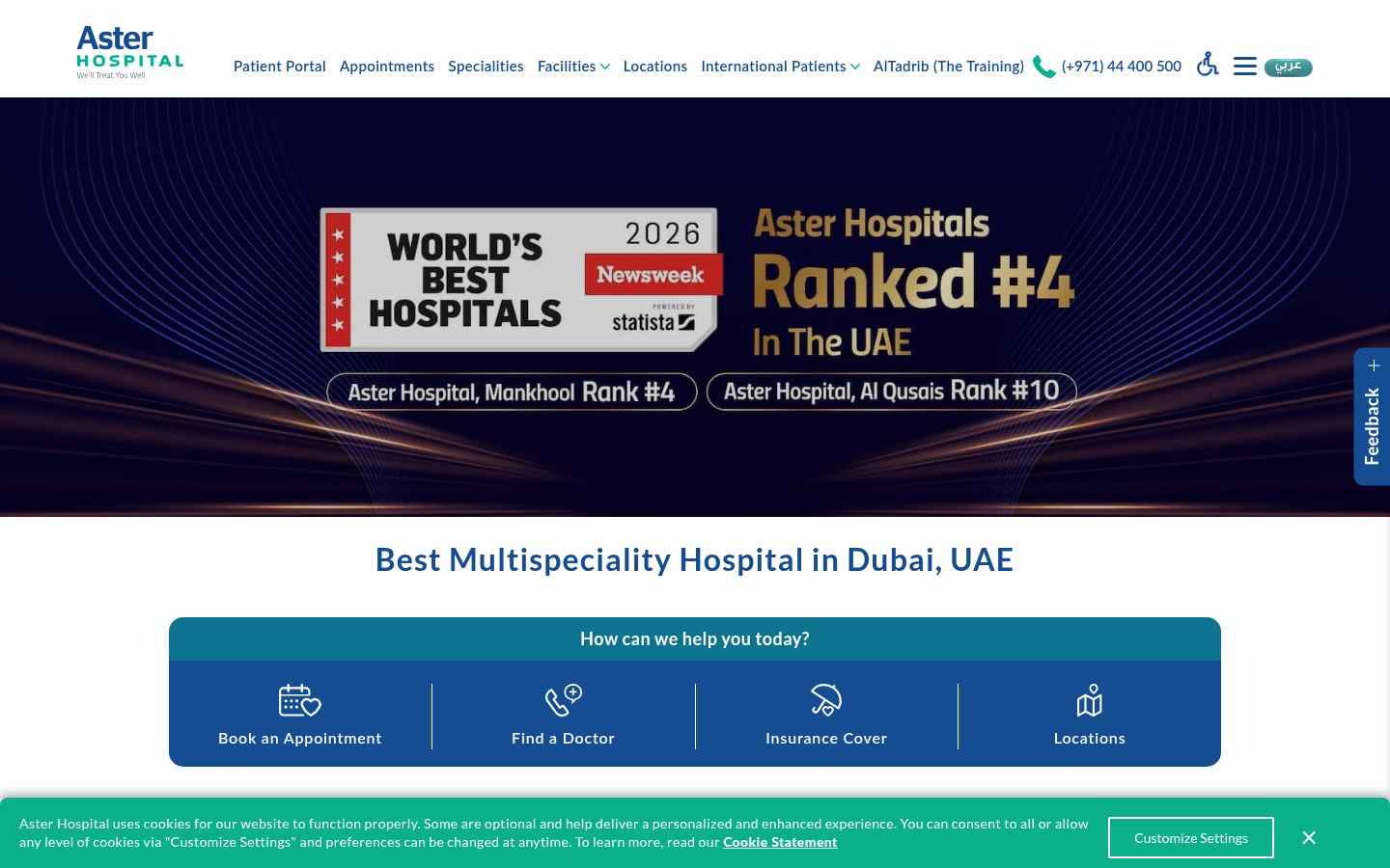 Aster Hospitals UAE &middot; HOMEPAGE_SCREENSHOT