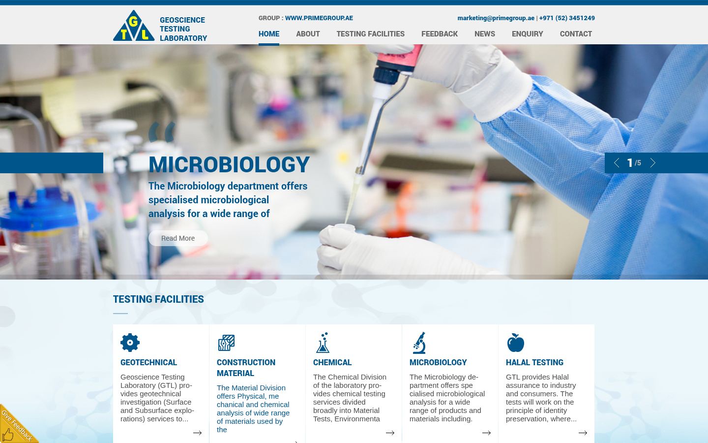 Geoscience Testing Laboratory &middot; HOMEPAGE_SCREENSHOT